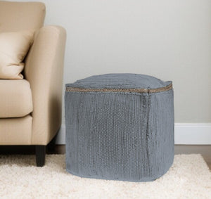 Homeroots 18" Gray And Natural Cotton And Jute Cube Pouf Ottoman – Chic Multi-functional Seating Solution Ultimate Gray  551554