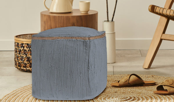 Homeroots 18" Gray And Natural Cotton And Jute Cube Pouf Ottoman – Chic Multi-functional Seating Solution Ultimate Gray  551554