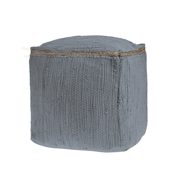 Homeroots 18" Gray And Natural Cotton And Jute Cube Pouf Ottoman – Chic Multi-functional Seating Solution Ultimate Gray  551554