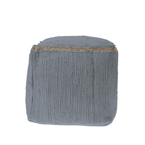 Homeroots 18" Gray And Natural Cotton And Jute Cube Pouf Ottoman – Chic Multi-functional Seating Solution Ultimate Gray  551554