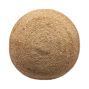 Homeroots 18" Chic Natural Gray Jute Blend Striped Pouf Ottoman - Stylish, Multi-functional Seating & Decor   551555