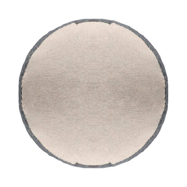 Homeroots 18" Chic Natural Gray Jute Blend Striped Pouf Ottoman - Stylish, Multi-functional Seating & Decor   551555