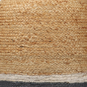 Homeroots 18" Chic Natural Gray Jute Blend Striped Pouf Ottoman - Stylish, Multi-functional Seating & Decor   551555