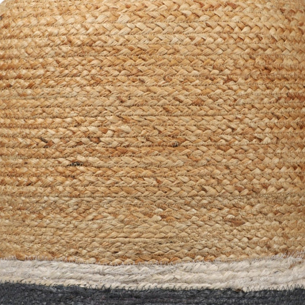 Homeroots 18" Chic Natural Gray Jute Blend Striped Pouf Ottoman - Stylish, Multi-functional Seating & Decor   551555