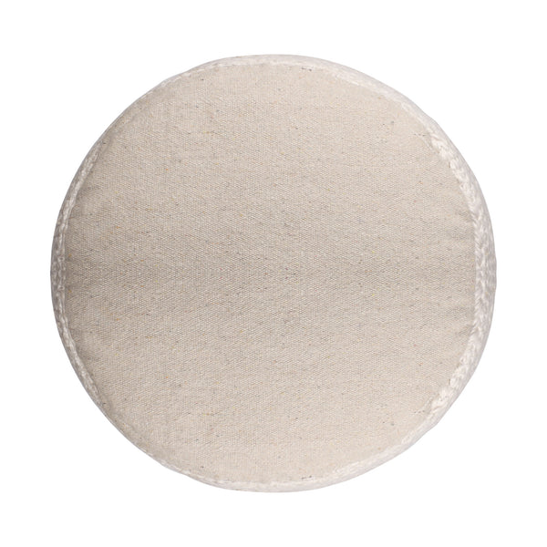 Homeroots 18" Off White & Navy Blue Jute Blend Striped Pouf Ottoman - Chic, Versatile Footrest & Extra Seat   551556