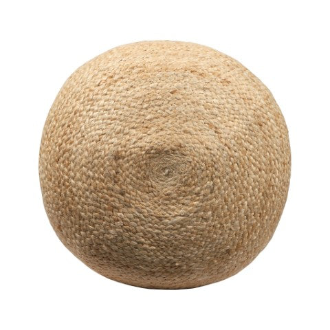 Homeroots 18" Striped Jute Blend Pouf Ottoman - Chic Navy Blue & Natural Accent For Stylish Seating & Decor   551557