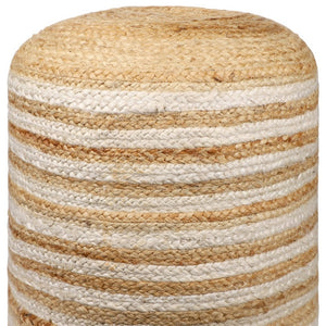Homeroots 18" Striped Jute Blend Pouf Ottoman - Chic, Handmade, And Versatile Seating Solution For Any Room   551558