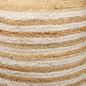 Homeroots 18" Striped Jute Blend Pouf Ottoman - Chic, Handmade, And Versatile Seating Solution For Any Room   551558