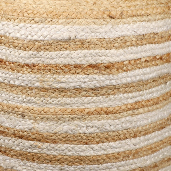 Homeroots 18" Striped Jute Blend Pouf Ottoman - Chic, Handmade, And Versatile Seating Solution For Any Room   551558