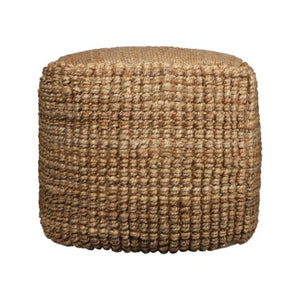 Homeroots 18" Natural Jute Blend Cube Pouf Ottoman - Chic Bohemian Decorative Seating & Foot Rest For Home   551559