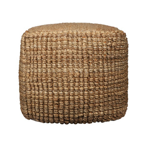 Homeroots 18" Natural Jute Blend Cube Pouf Ottoman - Chic Bohemian Decorative Seating & Foot Rest For Home   551559