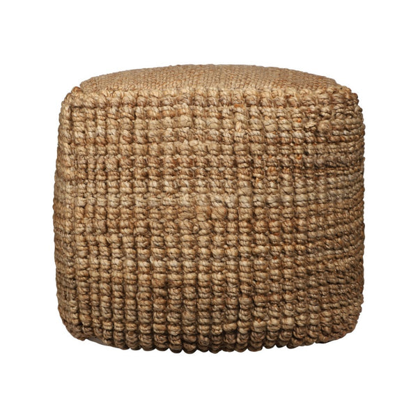 Homeroots 18" Natural Jute Blend Cube Pouf Ottoman - Chic Bohemian Decorative Seating & Foot Rest For Home   551559
