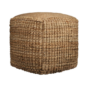 HomeRoots 18" Handcrafted Natural Jute Blend Cube Pouf Ottoman - Stylish, Versatile Seating for Any Space 551559