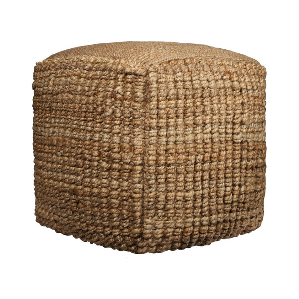HomeRoots 18" Handcrafted Natural Jute Blend Cube Pouf Ottoman - Stylish, Versatile Seating for Any Space 551559