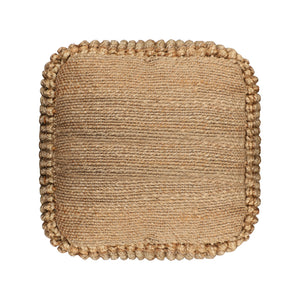 Homeroots 18" Natural Jute Blend Cube Pouf Ottoman - Chic Bohemian Decorative Seating & Foot Rest For Home   551559