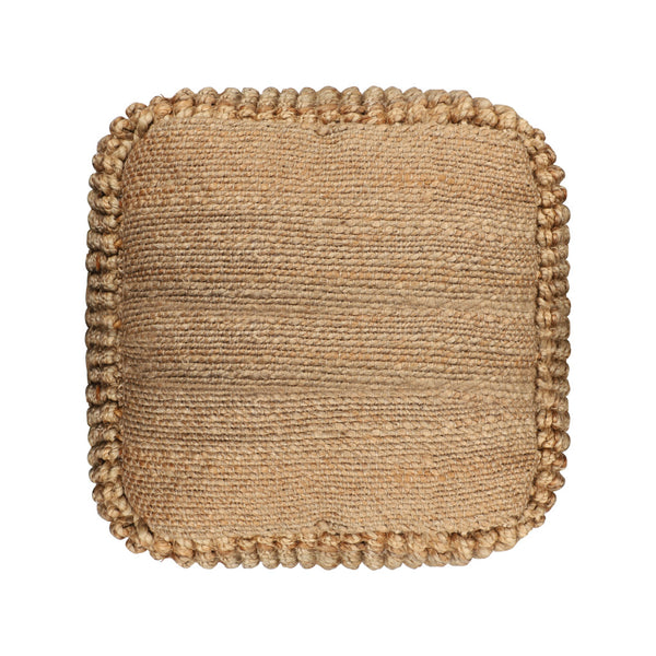 Homeroots 18" Natural Jute Blend Cube Pouf Ottoman - Chic Bohemian Decorative Seating & Foot Rest For Home   551559