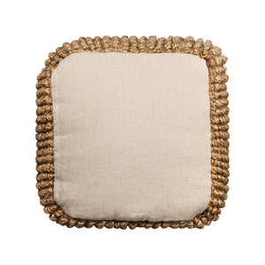 Homeroots 18" Natural Jute Blend Cube Pouf Ottoman - Chic Bohemian Decorative Seating & Foot Rest For Home   551559