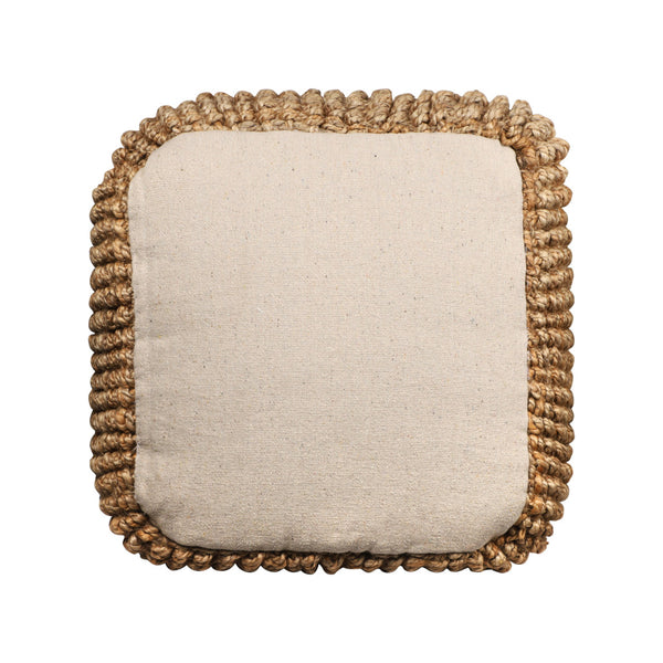 Homeroots 18" Natural Jute Blend Cube Pouf Ottoman - Chic Bohemian Decorative Seating & Foot Rest For Home   551559