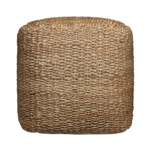 Homeroots 18" Natural Jute Woven Cube Pouf Ottoman - Stylish Footrest & Extra Seating With Bohemian Flair   551560