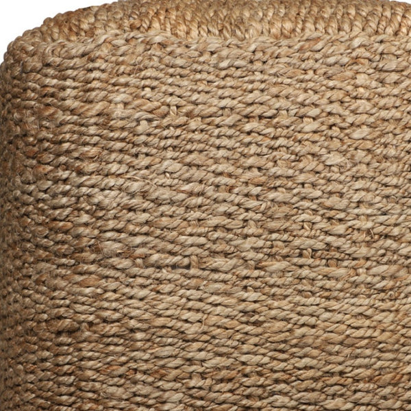 Homeroots 18" Natural Jute Woven Cube Pouf Ottoman - Stylish Footrest & Extra Seating With Bohemian Flair   551560