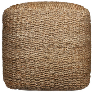 Homeroots 18" Natural Jute Woven Cube Pouf Ottoman - Stylish Footrest & Extra Seating With Bohemian Flair   551560