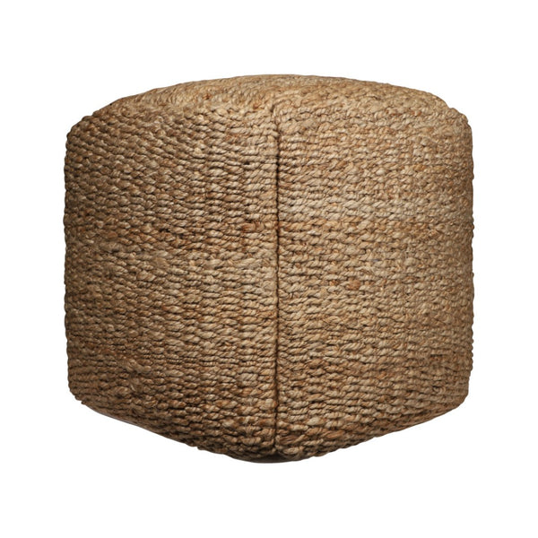 HomeRoots 18" Natural Jute Cube Pouf Ottoman – Handwoven, Versatile Seating & Accent for Bohemian Decor 551560