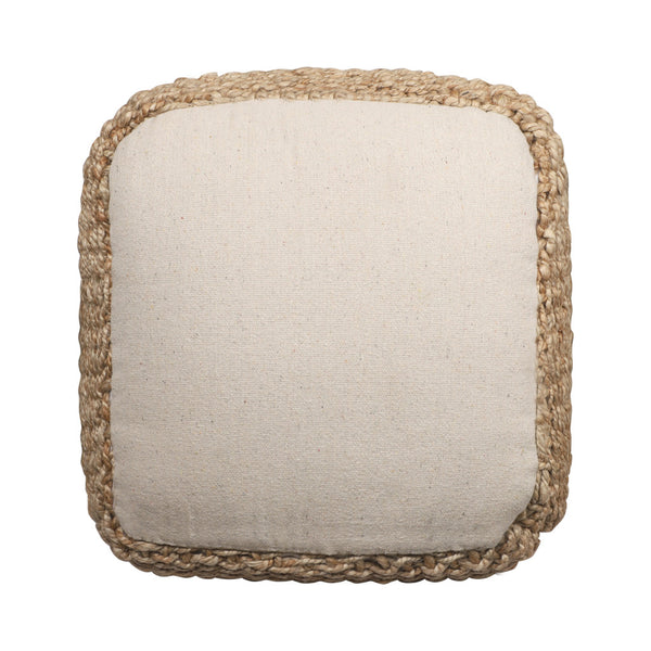 Homeroots 18" Natural Jute Woven Cube Pouf Ottoman - Stylish Footrest & Extra Seating With Bohemian Flair   551560