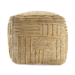 Homeroots 18" Natural Jute Blend Cube Pouf Ottoman – Stylish Striped Footrest & Chic Extra Seat For Any Room   551561