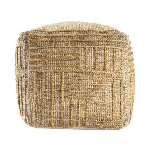 Homeroots 18" Natural Jute Blend Cube Pouf Ottoman – Stylish Striped Footrest & Chic Extra Seat For Any Room   551561