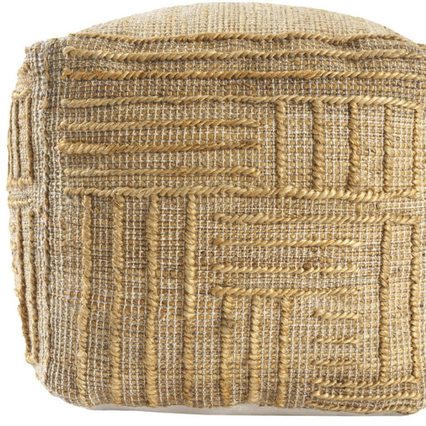 Homeroots 18" Natural Jute Blend Cube Pouf Ottoman – Stylish Striped Footrest & Chic Extra Seat For Any Room   551561