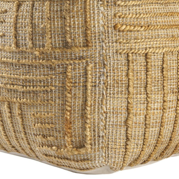 HomeRoots 18" Natural Jute Blend Cube Pouf Ottoman - Handmade, Versatile Footrest & Seat for Modern Living Spaces 551561