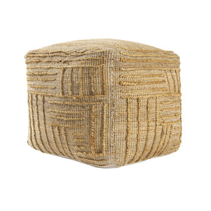 HomeRoots 18" Natural Jute Blend Cube Pouf Ottoman - Handmade, Versatile Footrest & Seat for Modern Living Spaces 551561