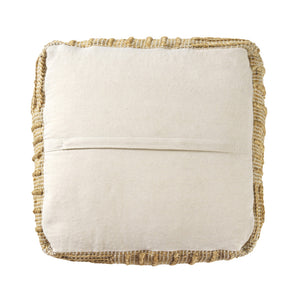 Homeroots 18" Natural Jute Blend Cube Pouf Ottoman – Stylish Striped Footrest & Chic Extra Seat For Any Room   551561