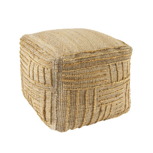 Homeroots 18" Natural Jute Blend Cube Pouf Ottoman – Stylish Striped Footrest & Chic Extra Seat For Any Room   551561