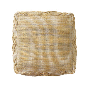 Homeroots 18" Natural Jute Blend Cube Pouf Ottoman - Stylish Quatrefoil Design For Chic Bohemian Decor   551562