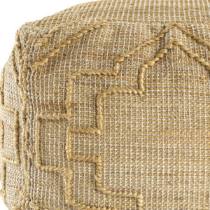 Homeroots 18" Natural Jute Blend Cube Pouf Ottoman - Stylish Quatrefoil Design For Chic Bohemian Decor   551562