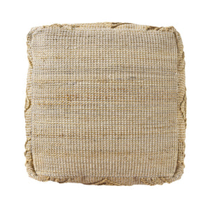 HomeRoots 18" Natural Jute Blend Cube Pouf Ottoman - Stylish Geometric Accent for Bohemian Living Spaces 551563