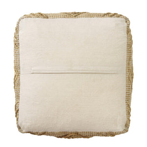 HomeRoots 18" Natural Jute Blend Cube Pouf Ottoman - Stylish Geometric Accent for Bohemian Living Spaces 551563