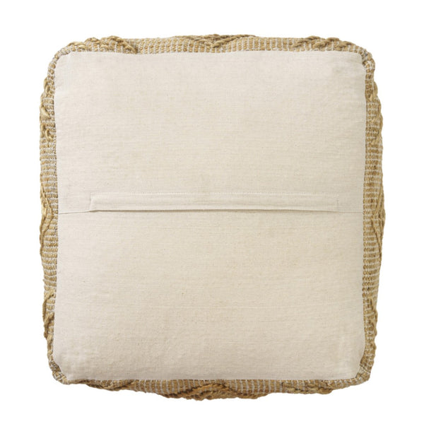 HomeRoots 18" Natural Jute Blend Cube Pouf Ottoman - Stylish Geometric Accent for Bohemian Living Spaces 551563