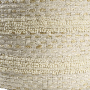 Homeroots 18" Natural And Ivory Cotton Blend Round Striped Pouf Ottoman White,Beige  551564
