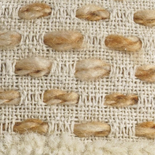 Homeroots 18" Ivory And Brown Cotton Blend Round Striped Pouf Ottoman White,Adobe  551566