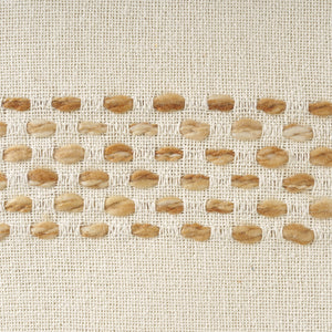 Homeroots 18" Ivory And Brown Cotton Blend Round Striped Pouf Ottoman White,Adobe  551566