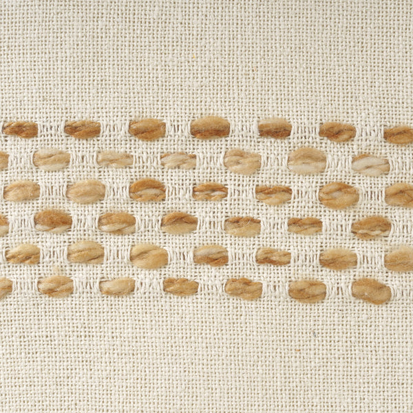 Homeroots 18" Ivory And Brown Cotton Blend Round Striped Pouf Ottoman White,Adobe  551566