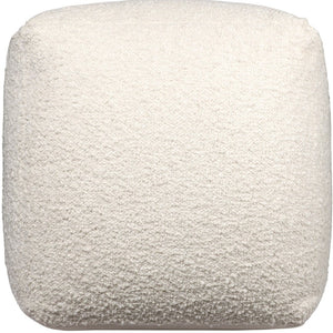 Homeroots 18" Chic Polyester Cube Outdoor Pouf Ottoman - Stylish, Versatile Footrest & Extra Seating Solution Ivory  551568