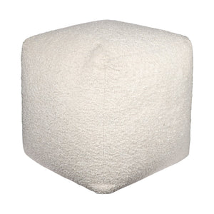 HomeRoots 18" Cube Outdoor Pouf Ottoman - Modern Versatile Accent Piece for Indoor and Outdoor Living Spaces Ivory 551568