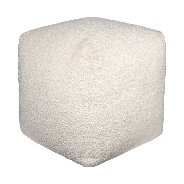 HomeRoots 18" Cube Outdoor Pouf Ottoman - Modern Versatile Accent Piece for Indoor and Outdoor Living Spaces Ivory 551568