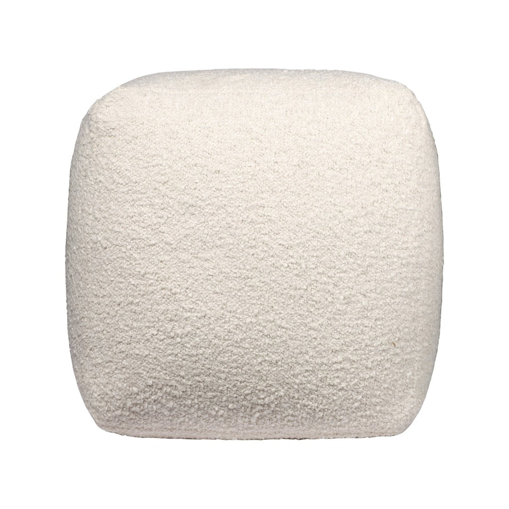 HomeRoots 18" Cube Outdoor Pouf Ottoman - Modern Versatile Accent Piece for Indoor and Outdoor Living Spaces Ivory 551568