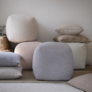 Homeroots 18" Chic Polyester Cube Outdoor Pouf Ottoman - Stylish, Versatile Footrest & Extra Seating Solution Gray  551571