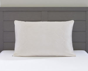 HomeRoots Cotton Hypoallergenic Bed Pillow - Plush Wool Fill, Quilted Cover, Customizable Loft for Cool Sleep 551574