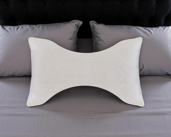 HomeRoots Cotton Ergonomic Hypoallergenic Bed Pillow for Side Sleepers – Plush Wool Fill & Removable Cover 551580